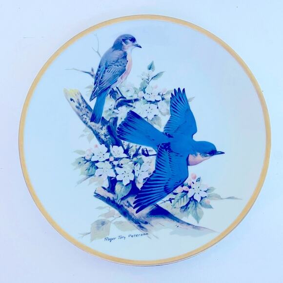 BLUEBIRDS Songbirds of Roger Tory Peterson Bird Plate Porcelain Collector Birds - Picture 2 of 3